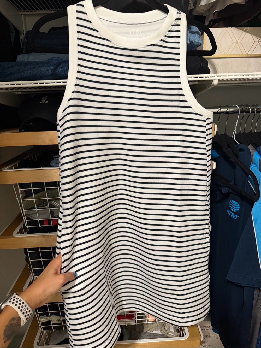 Abercrombie & Fitch White and Black Striped Sleeveless Mini Dress